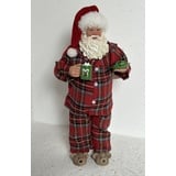 Clayre&Eef Clayre & Eef Figur Weihnachtsmann 28 cm Rot Grün Textil - Rot