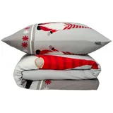 SCHIESSER Bettwäscheset Balduin - Feinbiber - 2-teilig - 135 x 200 cm, - Grau