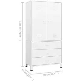 vidaXL Industrial Kleiderschrank 90x50x180 cm Weiß