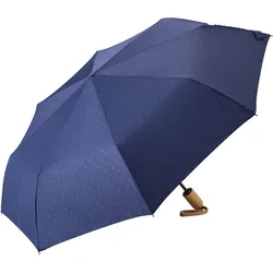 Taschenregenschirm EUROSCHIRM "Taschenschirm 32P7, Punkte pink", blau (marine, pink), Bezug: 100% Polyester, gepunktet, Regenschirme, marineblau, Punkte pink, kompakte Größe, Automatik, Buche Holzgriff