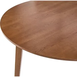 Beliani Esstisch rund 140 cm MDF-Platte mit Eichenfurnier Beine aus Gummibaumholz Dunkles Eichenfurnier Huntley