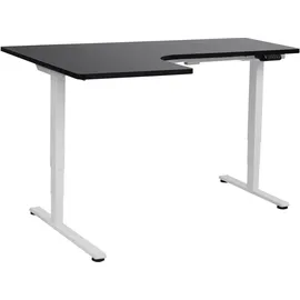 Beliani Schreibtisch Links Schwarz u. Weiß Melamin L-form 160x59 cm mit Metallgestell Elektrisch Höhenverstellbar Büro Steh-sitz-tisch Stehtisch