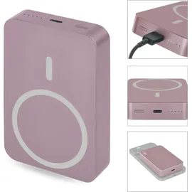 EMOS Powerbank WI 1046, 10000 mAh MagSafe mit Passthrough und Wireless-Charging, USB-C-Ausgang inkl. Kabel - für iPhone, Smartphone, - rosa, B0551S - Rosa