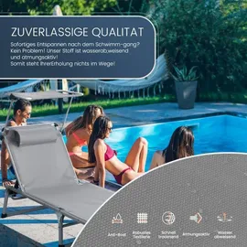 HOMECALL Gartenliege 1-tlg 5 fach verstellbare Rückenlehne 136 x 60 x 30 cm Grau