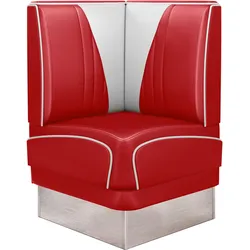 Diner Eckbank | Rot | B:H 60 x 103 cm | V-Steppung | Leder | Eckbank American, American Diner Sitzbank, American Dinerbank, American Diner Möbel