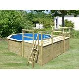 Karibu Pool 2 Set D inkl. Filteranlage Skimmer mit drei Sonnenterrassen