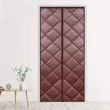 LIVEINU Wärmeschutzvorhang Magnet Thermo Türvorhang Isolier Schutz Panel-Isolierung Thermovorhang Verdunklungsgardine Wasserdicht Winddicht Geräuschisolierung für Balkontür 120x230cm PU Leder Braun