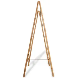 vidaXL Doppel-Handtuchleiter mit fünf Bambussprossen 50 x 160 cm
