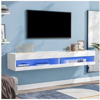 BlingBin TV-Schrank LED TV-Schrank, TV-Lowboard in Hochglanz Weiß 140x40x30.5cm mit LED-Beleuchtung, hochwertiges TV-Board mit viel Stauraum weiß