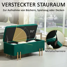 Homcom Truhenbank Samt Grün 100 x 40 x 42 cm