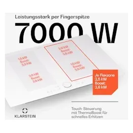 Klarstein Delicatessa 77 Flex Einbaukochfeld Induktion 4 Zonen 7000W Glaskeramik Weiß