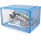 LEX21 1x Schuhbox Stapelbar Aufbewahrungsbox Schuhorganizer bis Gr.47 Blau