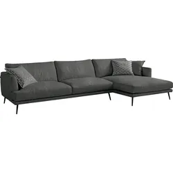 Ecksofa EGOITALIANO "Sophia, Designsofa mit extrakomfortablem Sitzkomfort", grau (smoke), B:274cm H:77cm T:154cm, Luxus-Micofaser Lederoptik (100% Polyester) ist ein neues technisches Gewebe mit einem visuellen und taktilen Aspekt, der dem Nubuk sehr nahe kommt, mit innovativen Eigenschaften. Seine außerordentliche Weichheit kommt von einem exklusiven Produktionsprozess, der Unreinheiten und Unregelmäßigkeiten beseitigt. Das Ergebnis ist eine bemerkenswert samtige Faser, die durch das Vorhandensein von Körnern verstärkt wird. Von der einfarbigen Eleganz der warmen Farben und der Vielfalt an trendigen Farben, die es zu seiner eigenen Stärke und Persönlichkeit machen., Sofas, mit Daunenfederung, L-Form