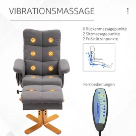 Homcom Relaxsessel Massagesessel Kunstleder 86 x 99 x 80 cm Dunkelgrau mit Hocker