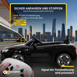 Actionbikes Motors Kinder-Elektroauto Audi RS e-tron GT, lizenziert, 6 V, Fernbedienung, LEDs, Soundmodul, Soft-Start (Schwarz)