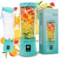 BlendyGo 3® Mixer Smoothie Maker, Smoothie Mixer Klein, Mini Portable Blender, Tragbarer Mixer USB, Smoothie-Maker to go, Standmixer 550 ml, BPA-freie, PulseMotion &BlendPro Technologie (Mint)