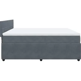 vidaXL Boxspringbett mit Matratze Dunkelgrau 200x200 cm Samt - Grau