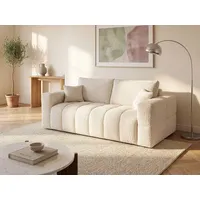 Schlafsofa mit Matratze 3-Sitzer - Bouclé-Stoff - Beige - Liegefläche 140 cm - Matratze 16 cm - ISSORO