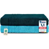 Komfortec 2er Saunatuch Set 80 x 200 cm petrol/türkis