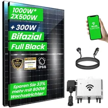 epp solar Balkonkraftwerk Komplettset 1000W Bifazial Ape Wechselrichter 800W WIFI