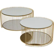 Kare DESIGN Couchtisch Wire Double 87674 2er Set Glas Gold Messing