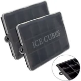 Intirilife 2x Eiswürfelformen in SCHWARZ – 2er Set à 15 Fächer Eiswürfel Silikonformen mit Deckel – Barzubehör & Weinzubehör, Barzubehör