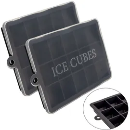 Intirilife 2x Eiswürfelformen in SCHWARZ – 2er Set à 15 Fächer Eiswürfel Silikonformen mit Deckel – Barzubehör & Weinzubehör, Barzubehör