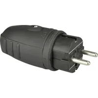 Unitec Schutzkontakt-Stecker Gummi PVC-Ein IP44, mit Knickschutz, schwarz Stecker