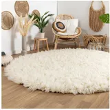 Steffensmeier Wollteppich Flokati 1500, rund, original griechischer Flokati Teppich beige Ø 110 cm