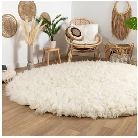 Steffensmeier Wollteppich Flokati 1500, rund, original griechischer Flokati Teppich beige Ø 110 cm