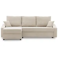 Ecksofa DORMA L-förmig - mit schlaffunktion - Farben zur Auswahl - komfortables Eckcouch - universelle Seite - Stoff POSO 100 - Beige