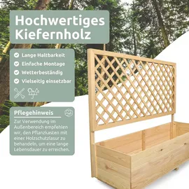 holz4home Pflanzkasten mit Rankgitter XL 128 x 104 x 44 cm Braun