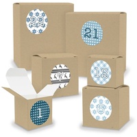 Adventskalender zum Füllen 24x Quader Würfel gemischt BRAUN + Sticker (V02 Z05) - Beige