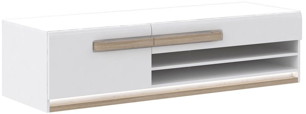 expendio TV-Board Aubry 11, Hochglanz weiß / Sonoma Eiche 160x40x53 cm mit LED-Beleuchtung weiß
