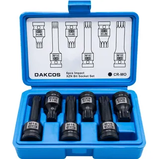DAKCOS M14 M16 M18 Kraft XZN Vielzahn Schlagschrauber Nüsse 1/2", 6-tlg Innenvielzahn Steckschlüssel Satz, CR-MO
