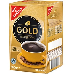 GUT&GÜNSTIG Gold entkoffeiniert Kaffee, gemahlen, Arabicabohnen 500,0 g