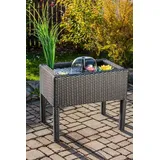 Heissner Terrassen Hochteich mit Wasserspiel schwarz Polyrattan Wassergarten