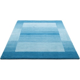 THEKO Wollteppich »Gabbeh Super, Handweb Teppich, Bordüre, reine Schurwolle, handgewebt«, rechteckig, blau