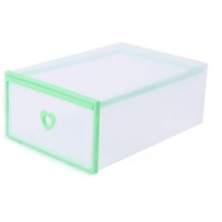 Futchoy Stapelbarer Schuhkasten/Schuhboxen – der transparente Schuhkarton - praktische Schuhaufbewahrung mit Deckel - Plastik - 31 * 21 * 12 cm (20er-Set Grünes Herz)