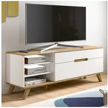 inn.furn Hygge TV-Lowboard 140x60x40 cm Weiß/Eiche Holzwerkstoff/Metall