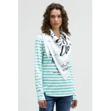 Soccx Dreieckstuch aus Flauschstrick mit Wording Prints ivory