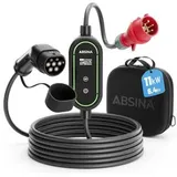 Absina Elektroauto-Ladekabel 301020, 6,4 m CEE-Stecker zu Typ 2 mit Ladegerät, 16 A, 11 kW