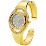 Damenuhr – Edle Spangenuhr Damen mit funkelnden Akzenten | Damen Uhr | Damenuhr Gold | Damenuhr Silber | Uhr Damen Gold | Uhr Damen Silber | Goldene Uhr Damen | Damenuhr Rosegold (Gold-Schwarz)