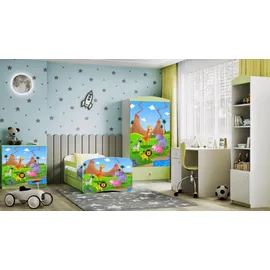 raumhirsch furniture Kinderbett Safari 80 x 180 cm Holzwerkstoff grün