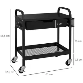 Homcom Rollwagen schwarz Edelstahl B/H/L: ca. 32,6x61x58,5 cm
