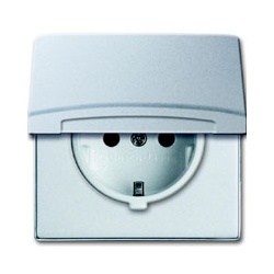 SCHUKO® Steckdosen-Einsatz mit Klappdeckel (alusilber)
