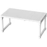 Schrankregal Stapelbar, Erweiterbares Küchenschrank Organizer, Badregal, Verstellbares Mikrowellenregal, Nagelfrei Teleskop Regaltrenner, Platzsparend, T 24cm, H 32cm, Verstellbare Länge47-68cm