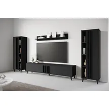 INOSIGN Wohnwand INOSIGN "Helsinki, Modernes Möbelset", schwarz (graphite schwarz matt), B:270cm H:140cm T:33cm, Holzwerkstoff, Kastenmöbel-Sets, Wohnwand, mit lamellengriffen, verstellbaren Einlegeböden und Kunststofffüßen