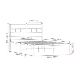 vidaXL Metallbett ohne Matratze Sonoma-Eiche 140x200 cm