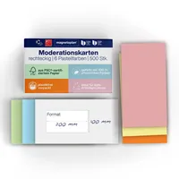 Magnetoplan Kommunikationskarten rechteckig, 500 Stück, sortiert, 200 x 100 mm, VE 500 BL